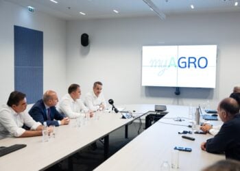 Εικόνα από την παρουσίαση της πλατφόρμας MyAgro, στην ΑΑΔΕ παρουσία του Κυριάκου Μητσοτάκη (φωτ.:     Δημήτρης Παπαμήτσος/ Γρ. Τύπου Πρωθυπουργού/ EUROKINISSI)