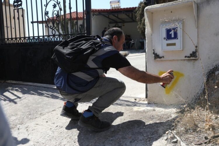 Εικόνα από τις αυτοψίες στις περιοχές που επλήγησαν από την πυρκαγιά στη Σαλαμίνα (φωτ.: Δανάη Δαυλοπούλου/ EUROKINISSI)