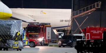 Κινητοποίηση των γερμανικών Αρχών  στο αεροδρόμιο της Λειψίας (πηγή: Χ / Visegrád 24)