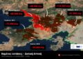 Εικόνα του Meteo με την περίμετρο των καμένων εκτάσεων στην περιφερειακή ενότητα Δυτικής Αττικής από το 2018 έως και το 2026, καθώς και τα θερμά σημεία των ενεργών εστιών της πυρκαγιάς στο Πόρτο Γερμενό (πηγή: meteo.gr)