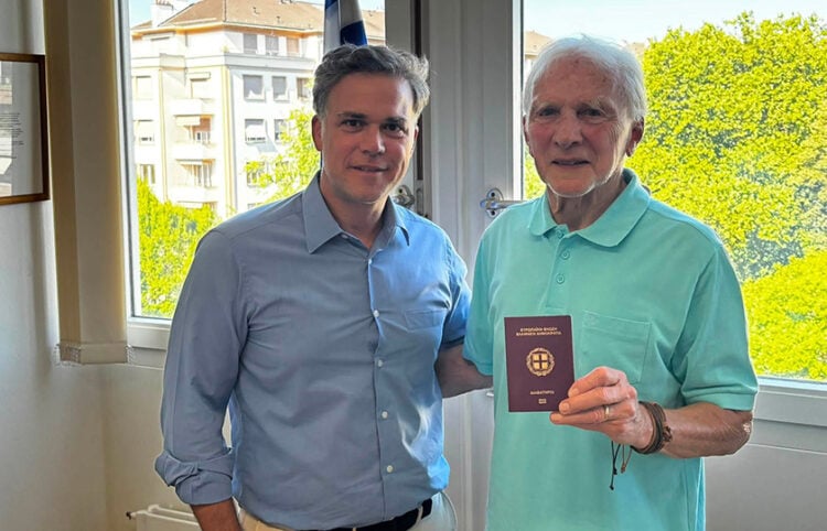 Ο Αλέξανδρος Γεννηματάς με τον Julien Grivel (φωτ.: facebook / Consulate General of Greece in Geneva)