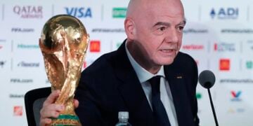 Ο πρόεδρος της FIFA, Τζάνι Ινφαντίνο, κατά τη διάρκεια συνέντευξης Τύπου, την παραμονή του εναρκτήριου αγώνα του Παγκοσμίου Κυπέλλου 2026, στην Πόλη του Μεξικού, στις 10 Ιουνίου 2026 (φωτ.: EPA / Isaac Esquivel)