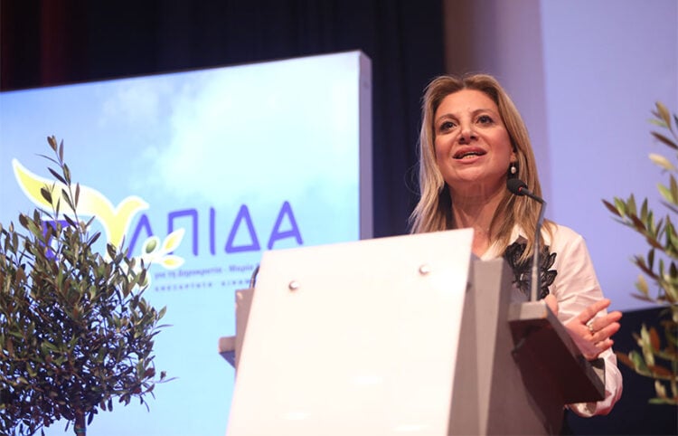 Παρουσίαση του νέου πολιτικού φορέα από τη Μαρία Καρυστιανού, σε εκδήλωση στο «Ολύμπιον» στη Θεσσαλονίκη. Πέμπτη 21 Μαΐου 2026   (φωτ.: ΜΟΤΙΟΝΤΕΑΜ / Βασίλης Βερβερίδης)