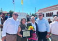 Αναμνηστική φωτογραφία μετά τα αποκαλυπτήρια του μνημείου στο Κρυονέρι του Δήμου Λαγκαδά, Κυριακή 2 Αυγούστου 2026 (φωτ.: Facebook / Apostolis Mishopoulos)