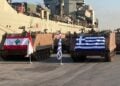 Στρατιωτικά οχήματα που παραχώρησε η Ελλάδα στις Ένοπλες Δυνάμεις του Λιβάνου, στο λιμάνι της Βηρυτού (φωτ.: ΓΕΕΘΑ)