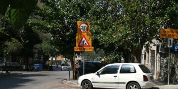 Πινακίδα για τα έργα του μετρό στην Κυψέλη. Τρίτη 25 Αυγούστου 2026 (φωτ.: EUROKINISSI / Σωτήρης Δημητρόπουλος)