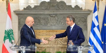 Συνάντηση του Κυριάκου Μητσοτάκη με τον Ζοζέφ Αούν, στο Μέγαρο Μαξίμου.  Δευτέρα 31 Αυγούστου 2026   (φωτ.: EUROKINISSI / Γιώργος Κονταρίνης)