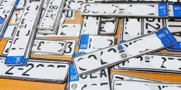 Κατασχεμένες πινακίδες κυκλοφορίας (πηγή: Ελληνική Αστυνομία)