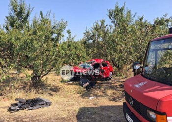 Το αυτοκίνητο που οδηγούσε ο 21χρονος (φωτ.: ertnews.gr / Βασίλης Αναστασιάδης)