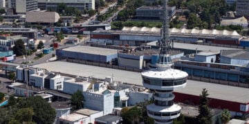 Εναέρια λήψη των εγκαταστάσεων της ΔΕΘ ενόψει της 90ής Διεθνούς Έκθεσης Θεσσαλονίκης, Πέμπτη 13 Αυγούστου 2026 (φωτ.: ΑΠΕ-ΜΠΕ / Γιάννης Παπανίκος)