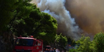 Συνεχίζεται για 2η μέρα η μεγάλη πυρκαγιά στη Βοιωτία, στην ευρύτερη περιοχή του Κορινθιακού κόλπου (φωτ.: EUROKINISSI / Τατιάνα Μπόλαρη)