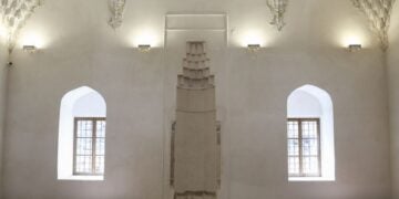 Εικόνα από το εσωτερικό του Τεμένους Χαμζά Μπέη, στη Θεσσαλονίκη, μετά την ολοκλήρωση των εργασιών συντήρησης και αποκατάστασης του μνημείου (φωτ.: ΑΠΕ-ΜΠΕ/ΑΧΙΛΛΕΑΣ ΧΗΡΑΣ)