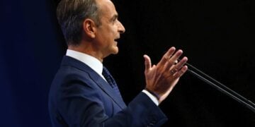 Ο Κυριάκος Μητσοτάκης στα εγκαίνια της 90ης ΔΕΘ στο Συνεδριακό Κέντρο «Ιωάννης Βελλίδης», το Σάββατο 5 Σεπτεμβρίου 2026 (φωτ.: Ραφαήλ Γεωργιάδης / EUROKINISSI)