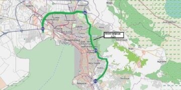 Χάρτης της Εσωτερικής Περιφερειακής Οδού Θεσσαλονίκης.
(φωτ.: OpenStreetMap – Blackdevilkostas / Wikimedia Commons, CC BY-SA 2.5)