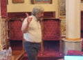 Ο καθηγητής Δ. Σταματόπουλος (στιγμιότυπο από το βίντεο της εκδήλωσης)