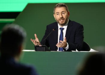 Από τη συνέντευξη Τύπου του Νίκου Ανδρουλάκη, στο πλαίσιο της 90ής ΔΕΘ. Κυριακή 13 Σεπτεμβρίου 2026 (φωτ.: ΜΟΤΙΟΝΤΕΑΜ / Βασίλης Βερβερίδης)