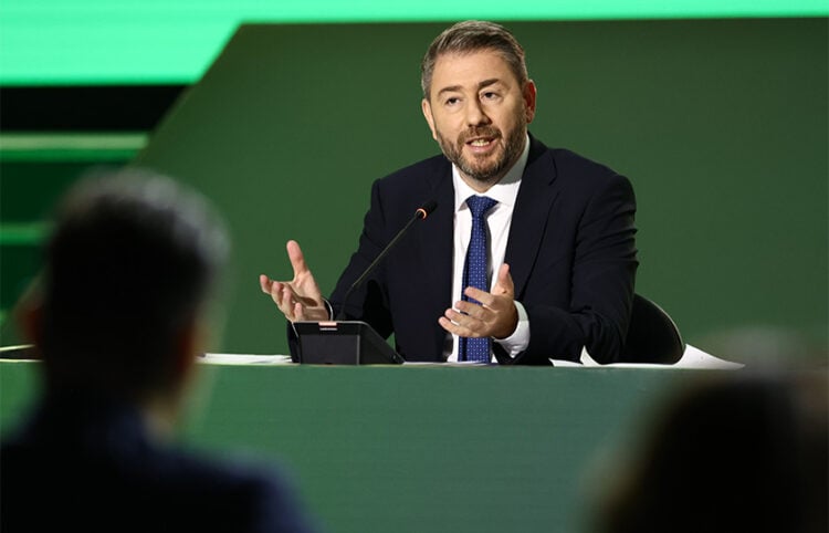 Από τη συνέντευξη Τύπου του Νίκου Ανδρουλάκη, στο πλαίσιο της 90ής ΔΕΘ. Κυριακή 13 Σεπτεμβρίου 2026 (φωτ.: ΜΟΤΙΟΝΤΕΑΜ / Βασίλης Βερβερίδης)