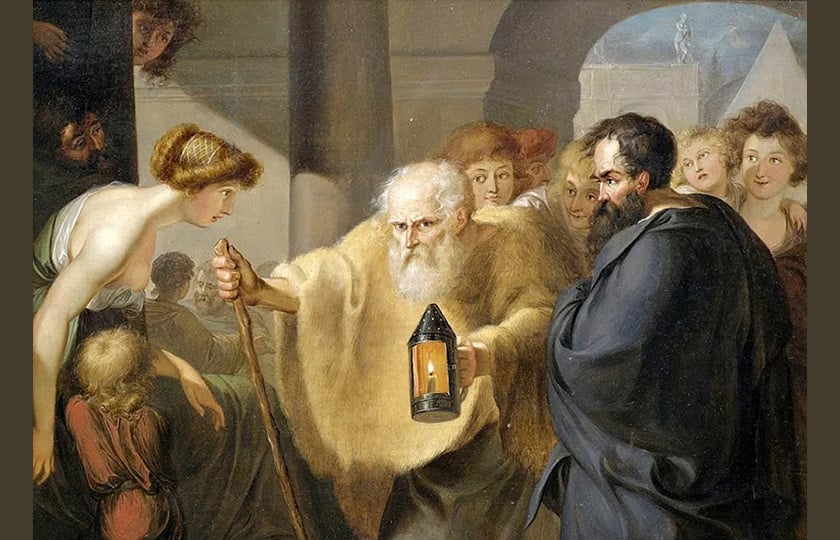 Ο Διογένης με το φανάρι – Έργο που αποδίδεται στον Johann Heinrich Wilhelm Tischbein (πηγή: commons.wikimedia.org)