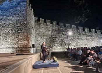 Στιγμιότυπο από την εκδήλωση για την παράδοση της Πύλης 12. Τρίτη 1 Σεπτεμβρίου 2026 (φωτ.: ΑΠΕ-ΜΠΕ)