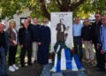 Μετά τα αποκαλυπτήρια του μνημείου για τον Ηλία Κεμεντζίδη. Κυριακή 27 Σεπτεμβρίου 2026 (πηγή: Facebook / Πόντος Κρύα Βρύση Πέλλης)