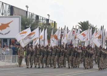 Στρατιωτική παρέλαση στην Κύπρο, για την  63η επέτειο από την ανακήρυξη της ανεξαρτησίας της. Κυριακή 1 Οκτωβρίου 2023 (φωτ.: ΑΠΕ-ΜΠΕ / ΚΥΠΕ / Κάτια Χριστοδούλου)