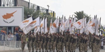 Στρατιωτική παρέλαση στην Κύπρο, για την 63η επέτειο από την ανακήρυξη της ανεξαρτησίας της. Κυριακή 1 Οκτωβρίου 2023 (φωτ.: ΑΠΕ-ΜΠΕ / ΚΥΠΕ / Κάτια Χριστοδούλου)
