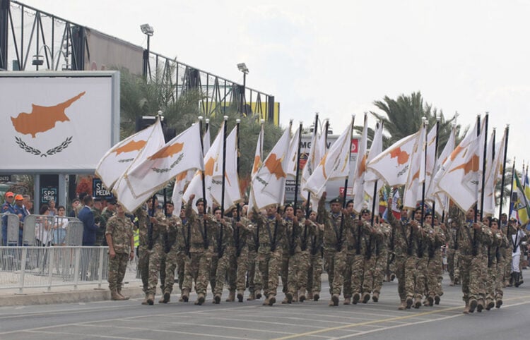 Στρατιωτική παρέλαση στην Κύπρο, για την 63η επέτειο από την ανακήρυξη της ανεξαρτησίας της. Κυριακή 1 Οκτωβρίου 2023 (φωτ.: ΑΠΕ-ΜΠΕ / ΚΥΠΕ / Κάτια Χριστοδούλου)