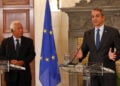 O Κυριάκος Μητσοτάκης και ο Αντόνιο Κόστα κάνουν δηλώσεις στον Τύπο μετά τη συνάντηση τους στο Μέγαρο Μαξίμου. Πέμπτη 3 Σεπτεμβρίου 2026 (φωτ.: ΑΠΕ-ΜΠΕ / Ορέστης Παναγιώτου)