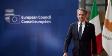 Ο πρωθυπουργός Κυριάκος Μητσοτάκησ στη Σύνοδο του Ευρωπαϊκού Συμβουλίου στις Βρυξέλλες (φωτ.: ΔΗΜΗΤΡΗΣ ΠΑΠΑΜΗΤΣΟΣ/ Γ.Τ ΠΡΩΘΥΠΟΥΡΓΟΥ/EUROKINISSI)