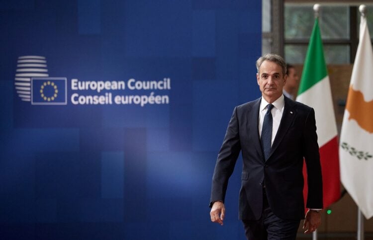 Ο πρωθυπουργός Κυριάκος Μητσοτάκησ στη Σύνοδο του Ευρωπαϊκού Συμβουλίου στις Βρυξέλλες (φωτ.: ΔΗΜΗΤΡΗΣ ΠΑΠΑΜΗΤΣΟΣ/ Γ.Τ ΠΡΩΘΥΠΟΥΡΓΟΥ/EUROKINISSI)