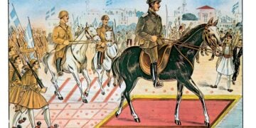 Το έργο «Η είσοδος του ένδοξου Ελληνικού Στρατού στο Αργυρόκαστρο» αποτυπώνει τη Μάχη του Αργυροκάστρου στις 4 Δεκεμβρίου 1940. Είναι χρωμολιθογραφία του Μιχαήλ Σαλιβέρου, που φυλάσσεται στο Εθνικό Ιστορικό Μουσείο (πηγή: searchculture.gr/ creativecommons.org/licenses/by-nc-nd/4.0/deed.el)