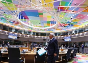Ο πρόεδρος του Ευρωπαϊκού Συμβουλίου Αντόνιο Κόστα κατά τη διάρκεια της Συνόδου Κορυφής του Ευρωπαϊκού Συμβουλίου στις Βρυξέλλες (φωτ.:  EPA/OLIVIER HOSLET)