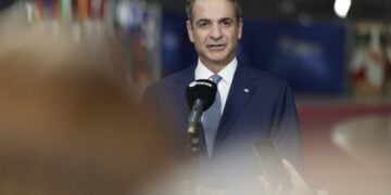 Ο πρωθυπουργός Κυριάκος Μητσοτάκης τη δεύτερη ημέρα των εργασιών της Συνόδου του Ευρωπαϊκού Συμβουλίου (φωτ.: Δημήτρης Παπαμήτσος/ Γρ. Τύπου Πρωθυπουργού/ EUROKINISSI)