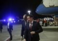 Ο υπουργός Εξωτερικών Γιώργος Γεραπετρίτης κατά την υποδοχή του Αμερικανού ομολόγου του Μάρκο Ρούμπιο (φωτ.: ΑΠΕ-ΜΠΕ/Γιάννης Κολεσίδης)