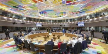 Γενική άποψη της Συνόδου του Ευρωπαϊκού Συμβουλίου στις Βρυξέλλες (φωτ.: EPA/PRESIDENTIAL PRESS SERVICE / HANDOUT)