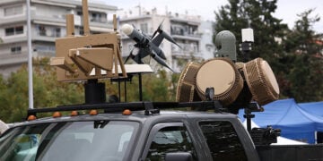 Το Όχημα Διοίκησης και Ελέγχου Drone Dome στη στρατιωτική παρέλαση της Θεσσαλονίκης.  Τετάρτη 28 Οκτωβρίου 2026 (φωτ.: ΜΟΤΙΟΝΤΕΑΜ / Βασίλης Βερβερίδης)