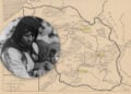 Σύνθεση με χάρτη της περιοχής του Καρς και αρχειακή φωτογραφία Ελληνίδας μητέρας από το Καρς με το παιδί της, σε καταυλισμό της Θεσσαλονίκης (πηγές: Ποντιακή Εστία, τόμος 1975, τ. 4 / Βιβλιοθήκη του Κογκρέσου)