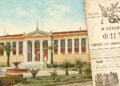 Τα Προπύλαια του Πανεπιστημίου Αθηνών και απόσπασμα από την πρώτη σελίδα της εφημερίδας «Η Ταχύπτερος Φήμη», 8 Οκτωβρίου 1843. Αρχειακή σύνθεση