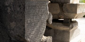 Επιγραφή από την αρχαία Τέω, σε φωτογραφία που συνοδεύει την ανακοίνωση του Μητροπολιτικού Δήμου Σμύρνης για τις ανασκαφικές εργασίες (πηγή: Μητροπολιτικός Δήμος Σμύρνης)